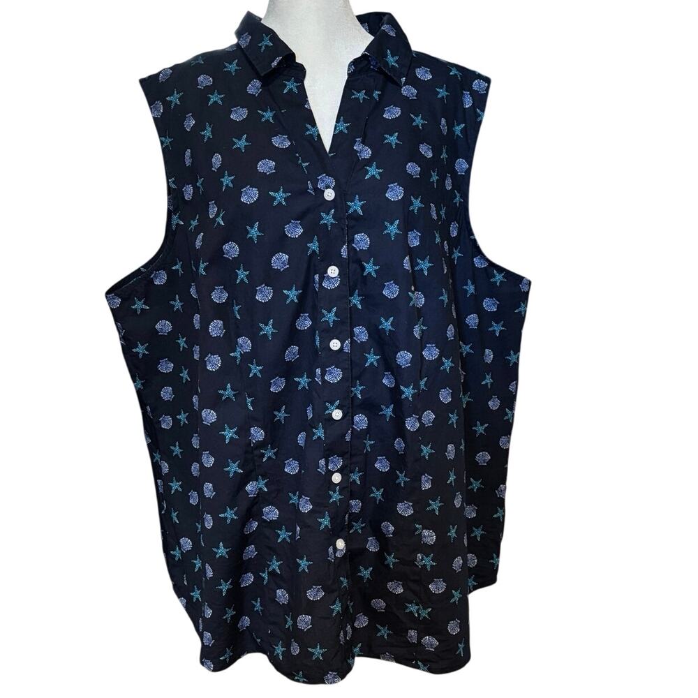 Talbots Plus Size 3x Button Front Sleeveless Top … - image 1